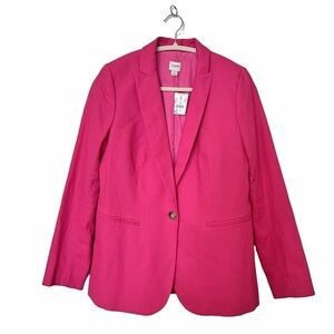 [NWT] J.Crew Fuchsia Pink Linen Single-Breasted Longline Blazer Jacket - Sz 4